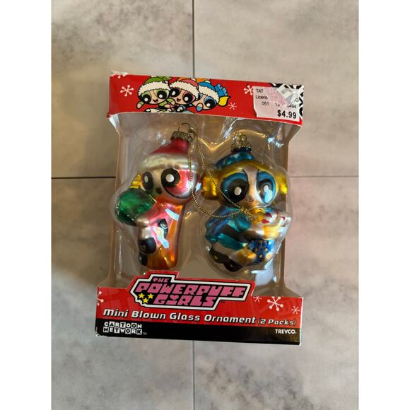 Trevco The Powerpuff Girls Mini Blown Glass Ornament 2 Pack 2002 - Picture 1 of 6